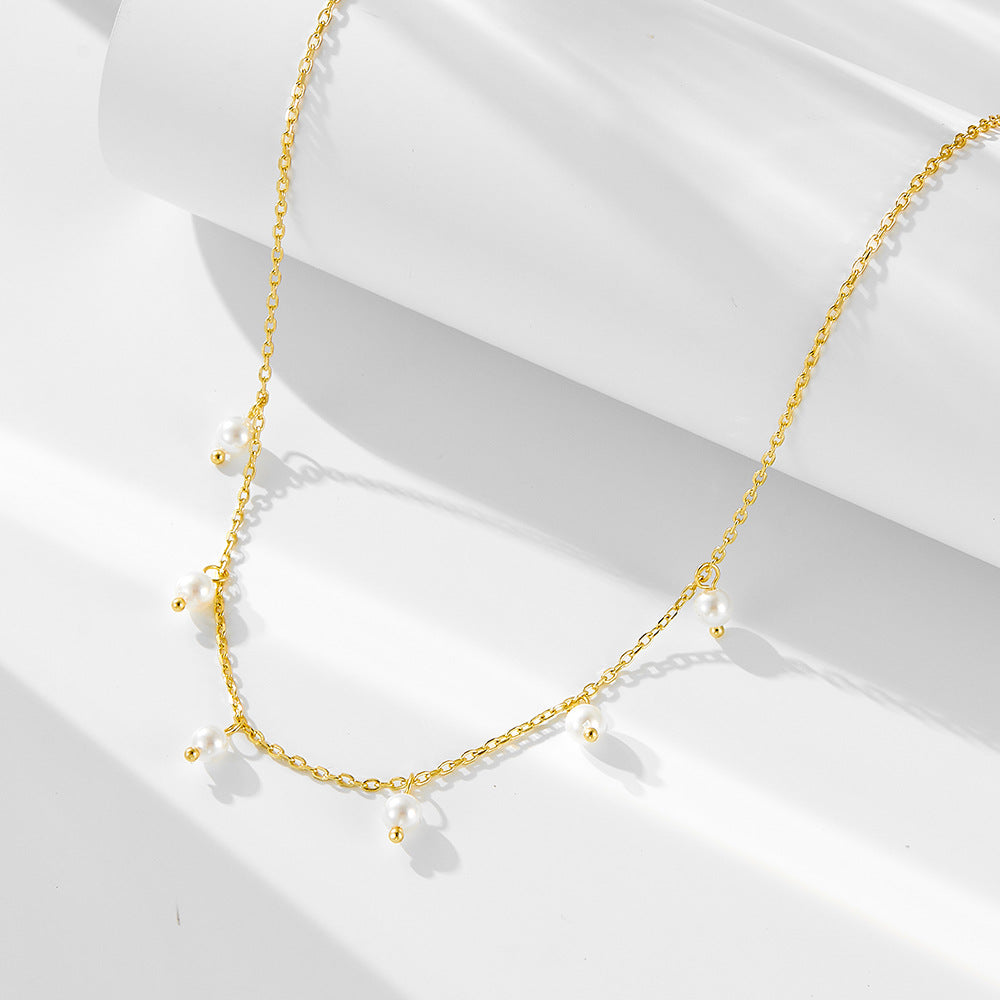 Retro Style Sterling Silver Necklace Shell Pearl High Elegant