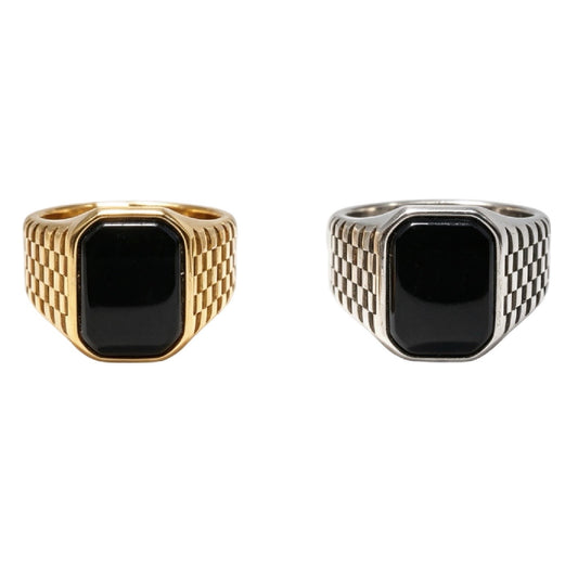 Black Gemstone Titanium Steel Ring