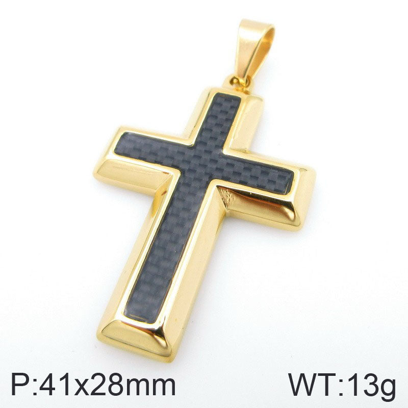 Planderful Stainless Steel Pendant Two Tone Cross Men Retro