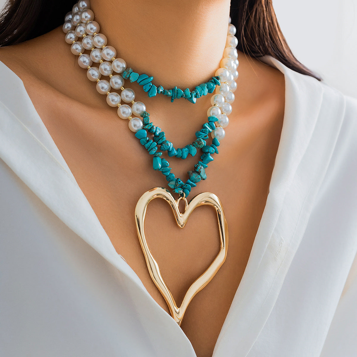 European-American Retro Love Turquoise Necklace - Vienna Verve Collection