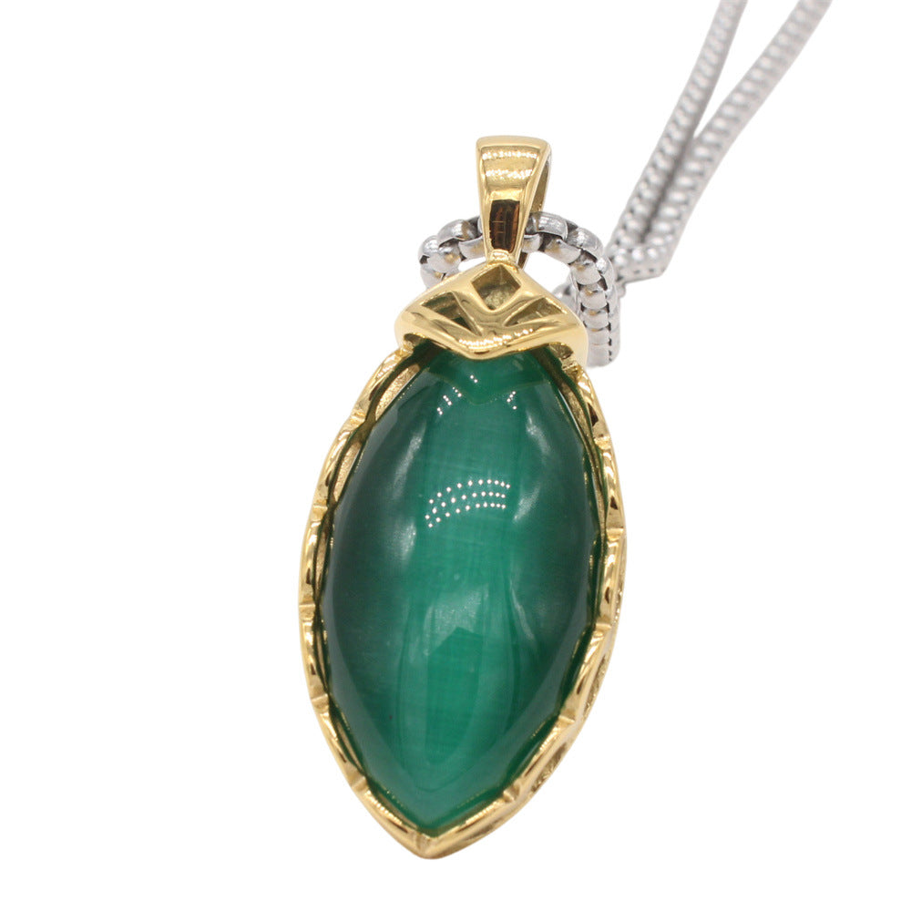 Planderful Titanium Steel Pendant Unisex Retro Stone Protection Statement For Women And Men Everyday Genie