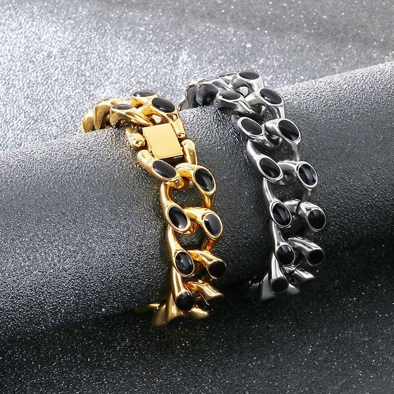 Polished Bracelet – Hip-Hop Nightclub Design Drip Cuban Chain Buckle Stainless Steel