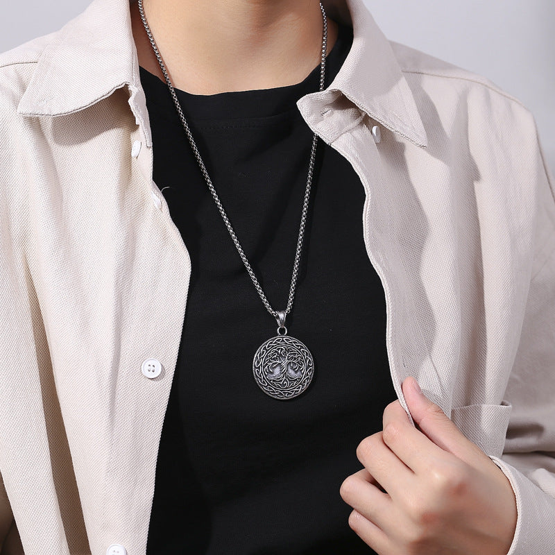 Stainless Steel Necklace - Elegant Tree of Life Pendant
