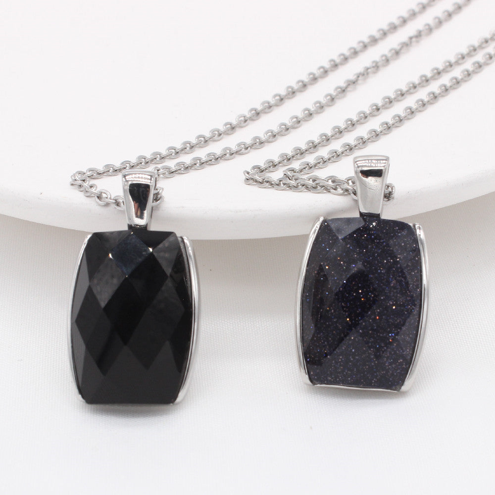 Purple Clay Gemstone Pendant Unisex Steel Necklace For Protection By Planderful Everyday Genie