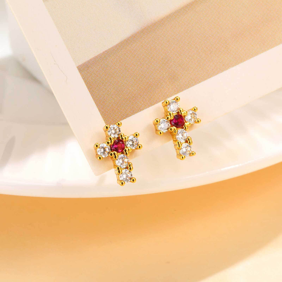 Zircon Cross Earrings