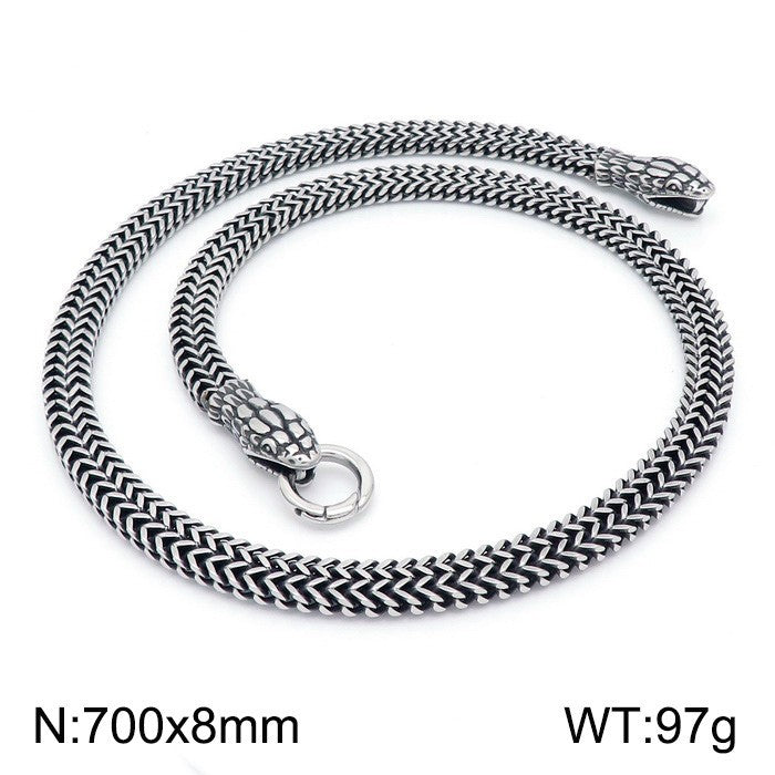 Planderful Men Snake Necklace Titanium Steel Punk Style