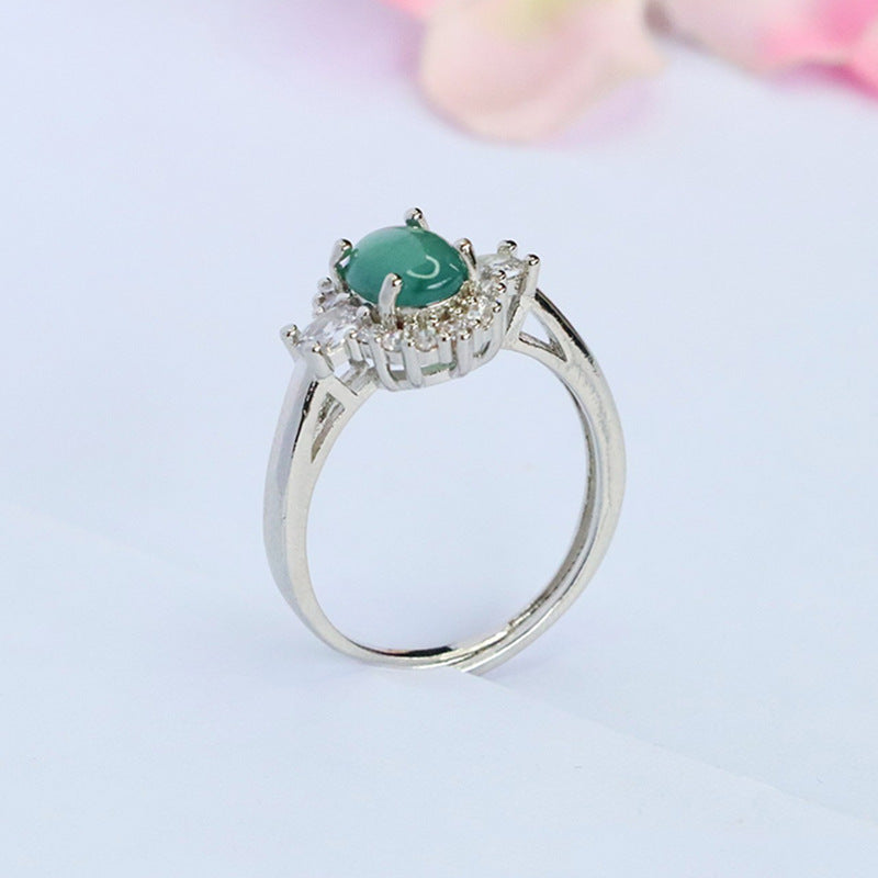 Blue Water Jadeite Double-Band Ring