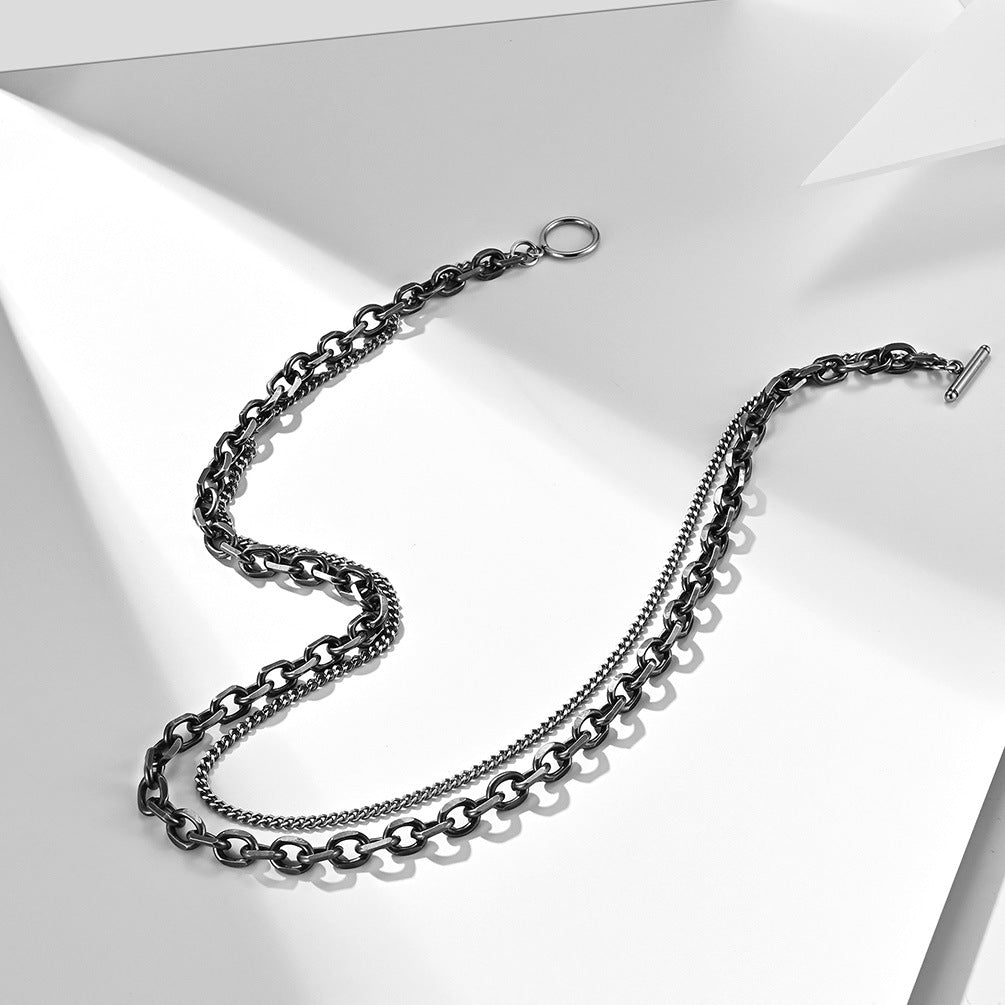 Retro Double-Layer Splicing Neck Chain Necklace for Men
