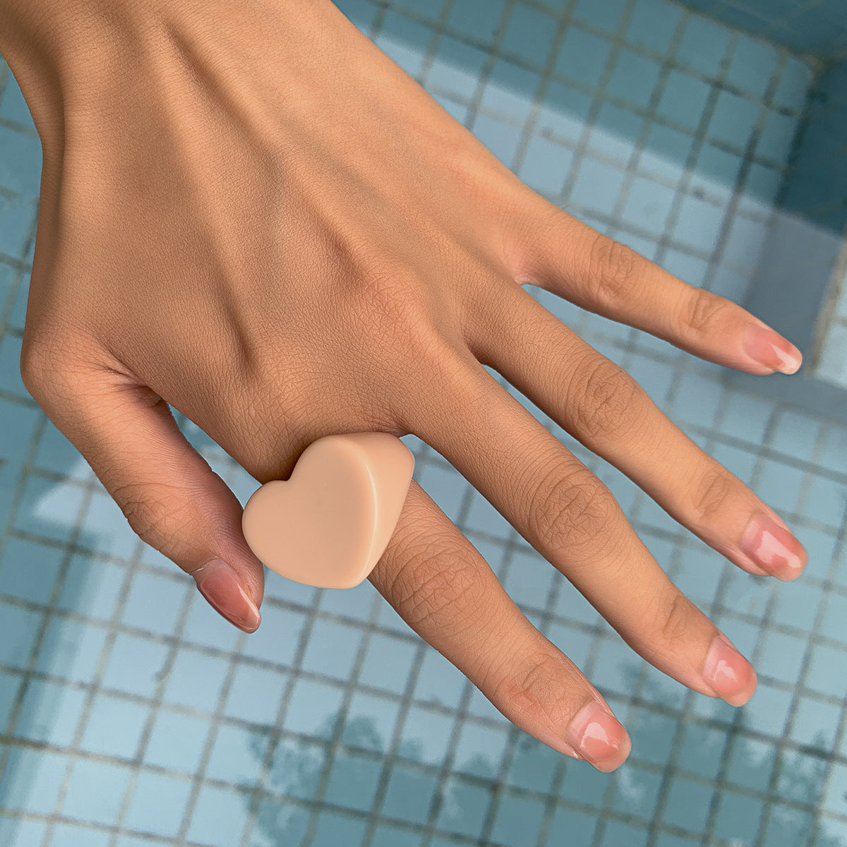 Peach Heart Macaron Countryside Style Ring for Cross Border Jewelry - French Handcrafted Design