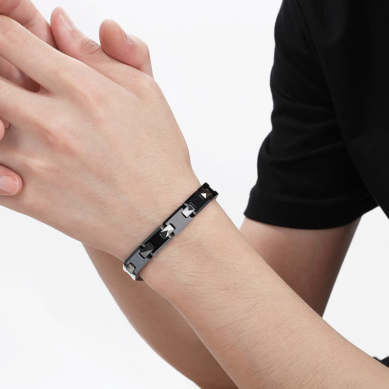 Planderful Tungsten Steel Bracelet For Men Cross Buckle