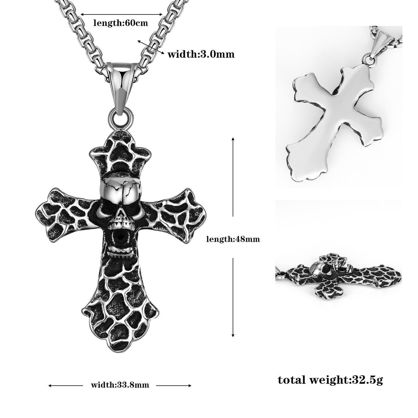 Steel Necklace – Statement Skull Cross Necklace From Planderful For Edgy Everyday Wear