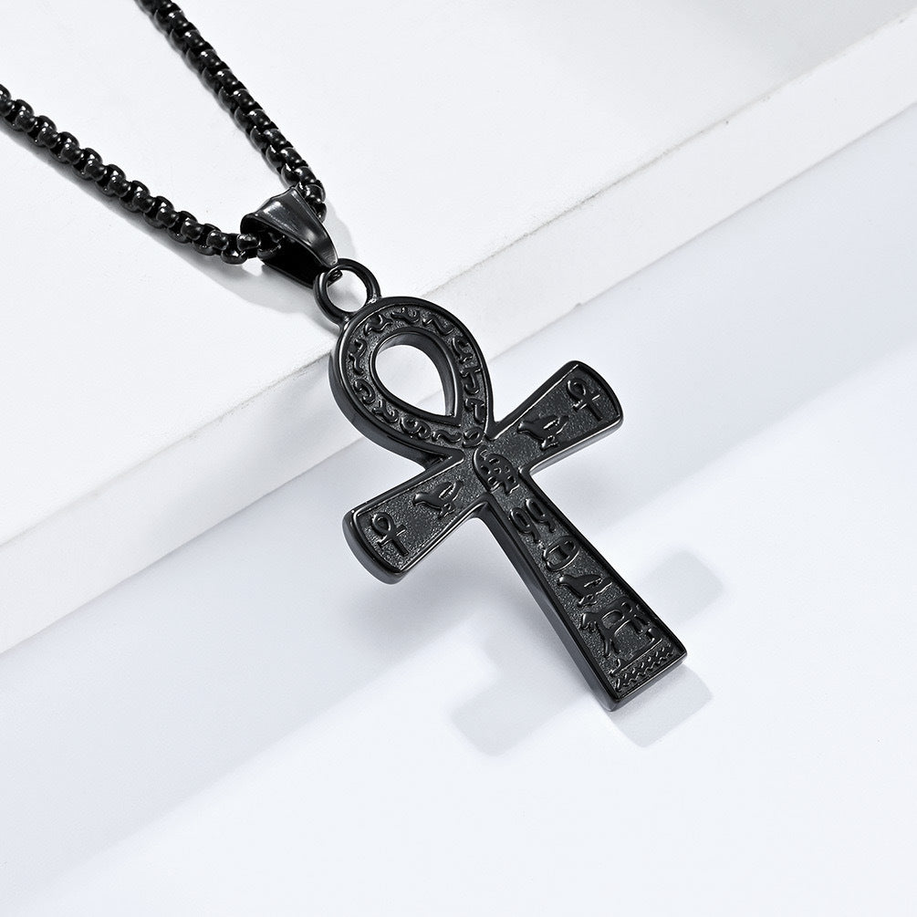 Planderful Ankh Cross Pendant Necklace For Men Ancient Egyptian Symbol Durable Stainless Steel Titanium