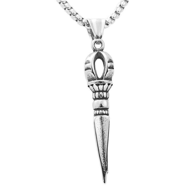 Personalized Multi-Color Titanium Steel Diamond Column Pendant Necklace for Trendy Men