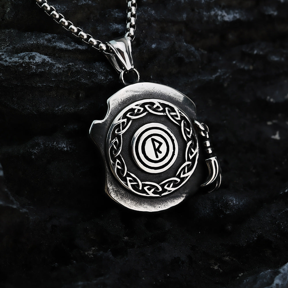 Nordic Viking Retro Men's Stainless Steel Rune Pendant Necklace