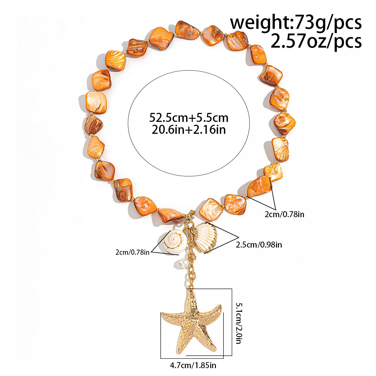 Ocean Wind Shell Piece Starfish Necklace Vacation Irregular Necklace