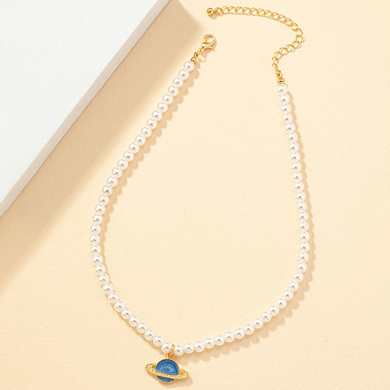 Blue Planet Pearl Pendant Necklace - Elegant and Chic Jewelry for Women