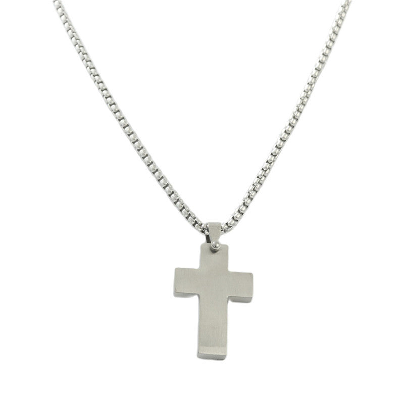 Personalized Retro Titanium Steel Cross Pendant Necklace for Men - Trendy Everyday Accessory