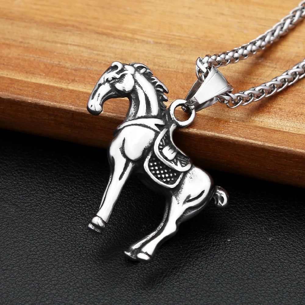 Viking Horse Stainless Steel Men's Pendant Necklace