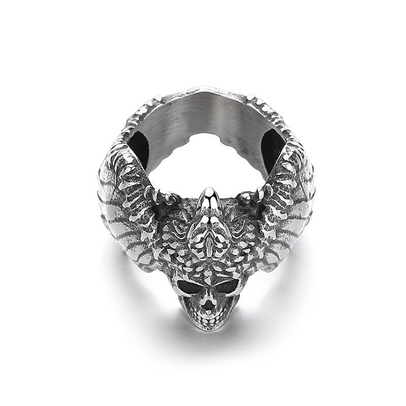 Steel Ring – Vintage Bold Skull Design Mens Hip Hop Statement Ring by Planderful