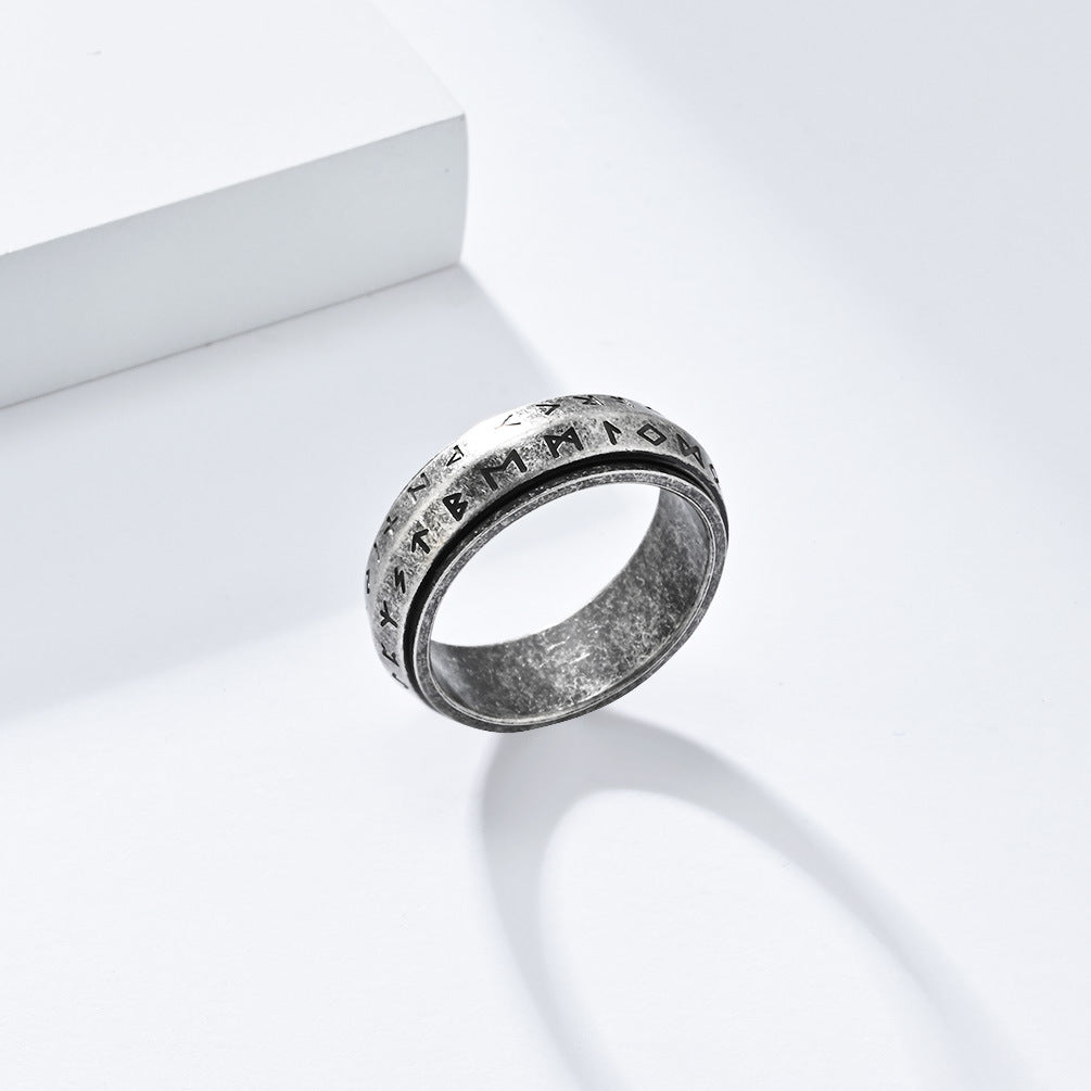 Nordic Viking Rotatable Titanium Steel Ring for Men