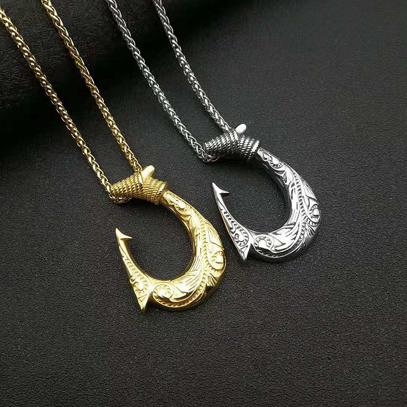 Steel Necklace – Statement Nordic Viking Fish Hook Pendant