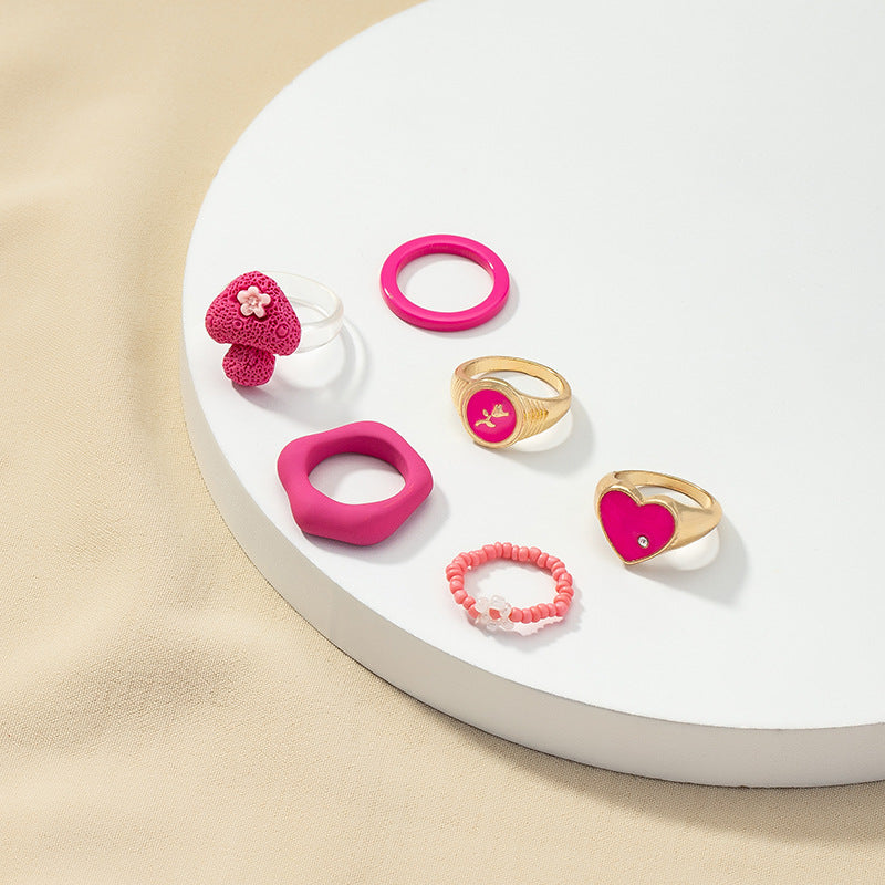 Vienna Verve Collection: 6-Piece Geometric Rings Set - Luxury Design for Every Occasion