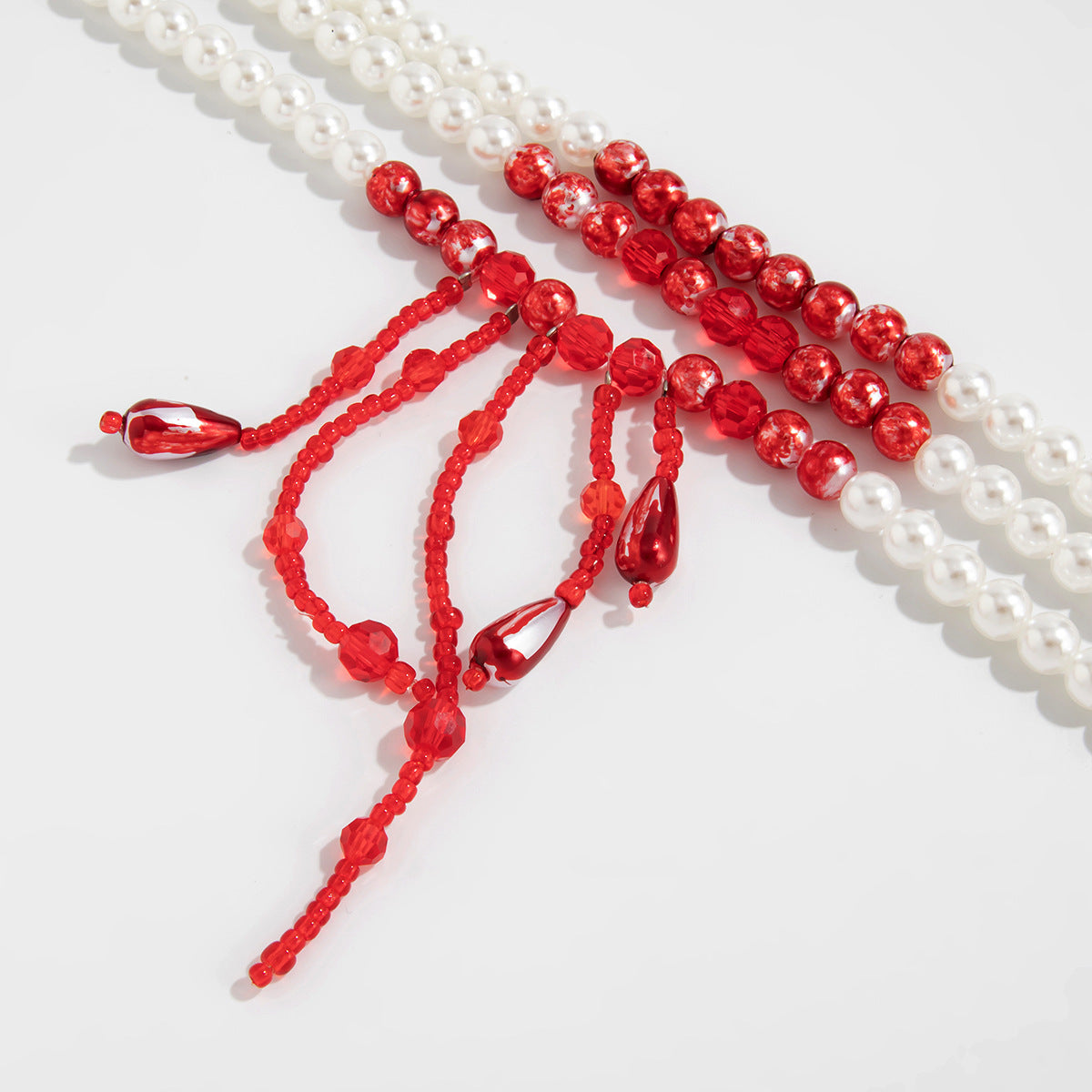 French Pearl Blood-Drip Layered Necklace