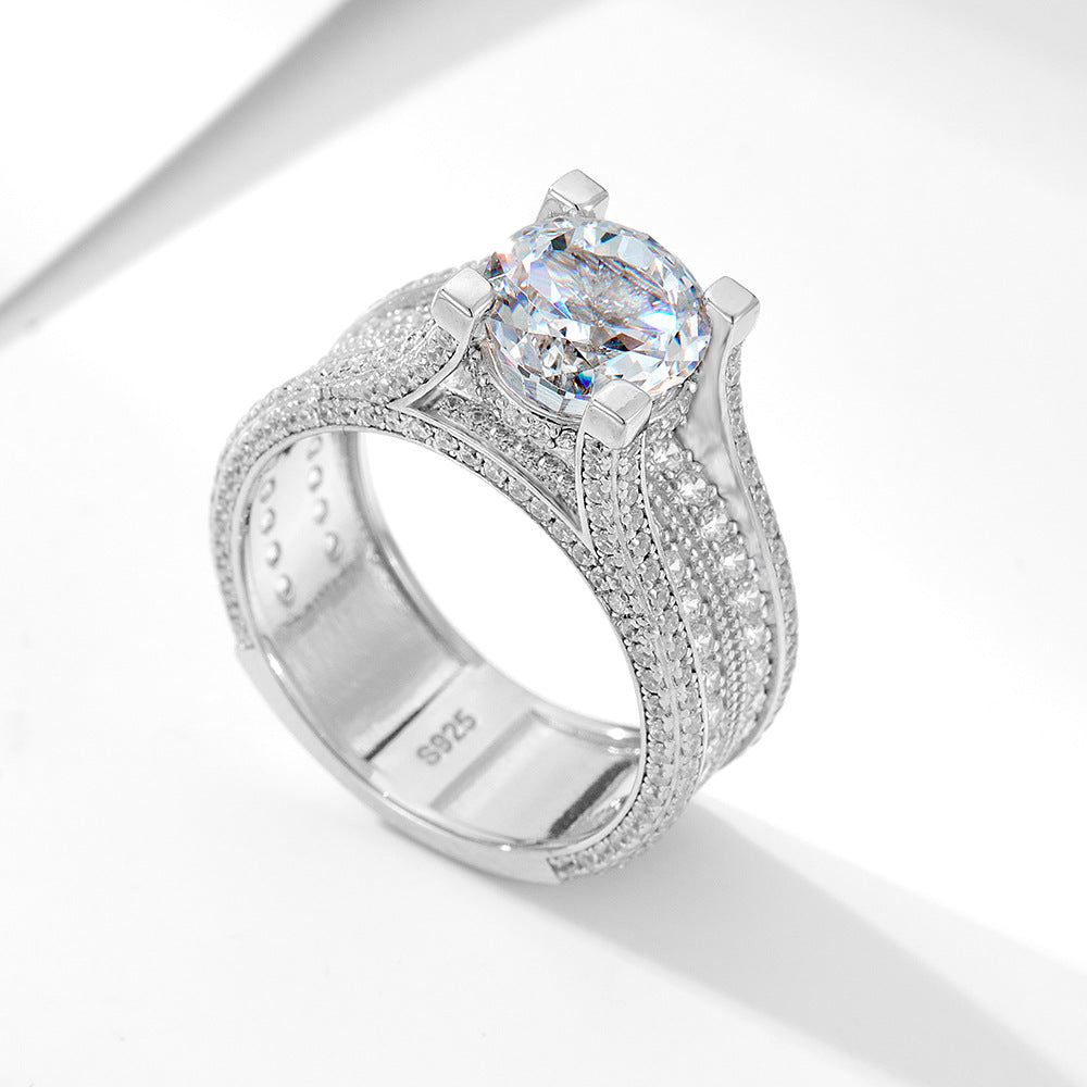 S925 Sterling Silver 5A Ice Flower Cut Zircon Ring Women