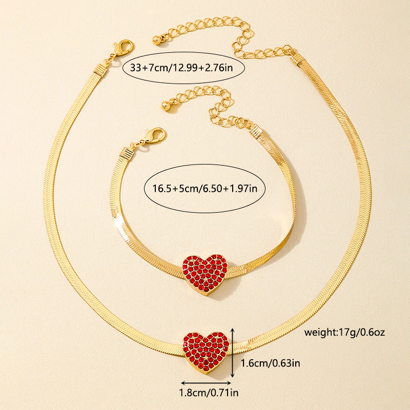 Charming Red Flash Zircon Love Snake Jewelry Set for Women