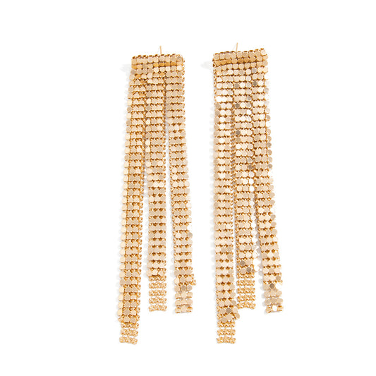 Planderful Vienna Verve Statement Earrings Geometric Mesh Chain Fringed For Women