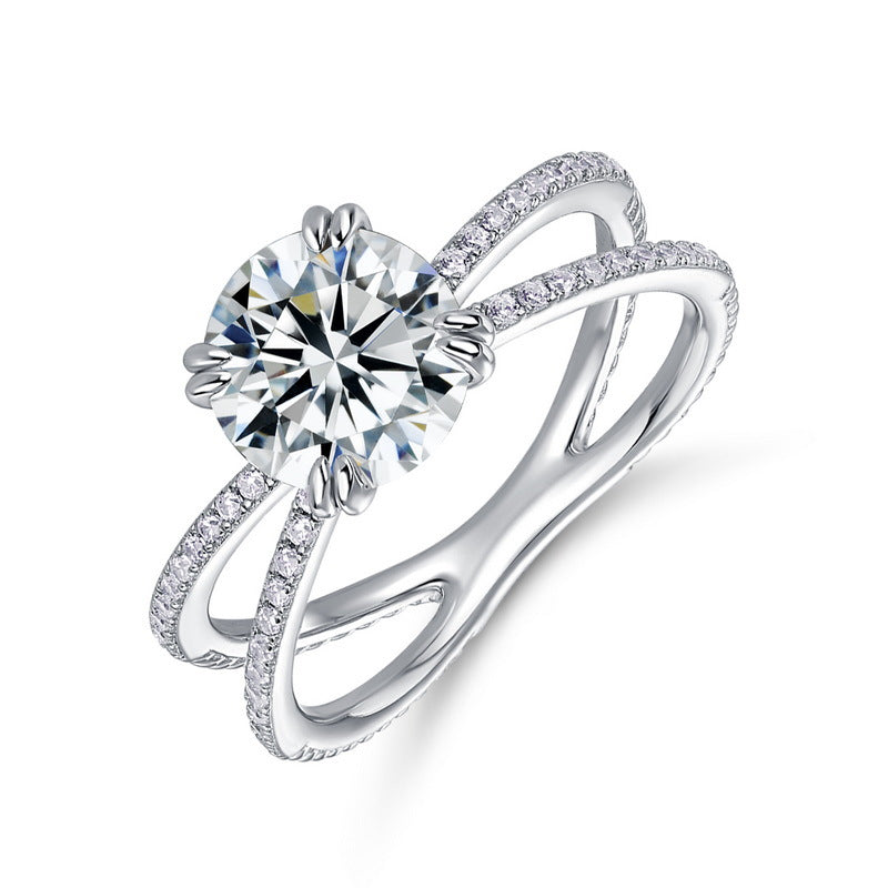 Moissanite Cross Four-Prong Ring