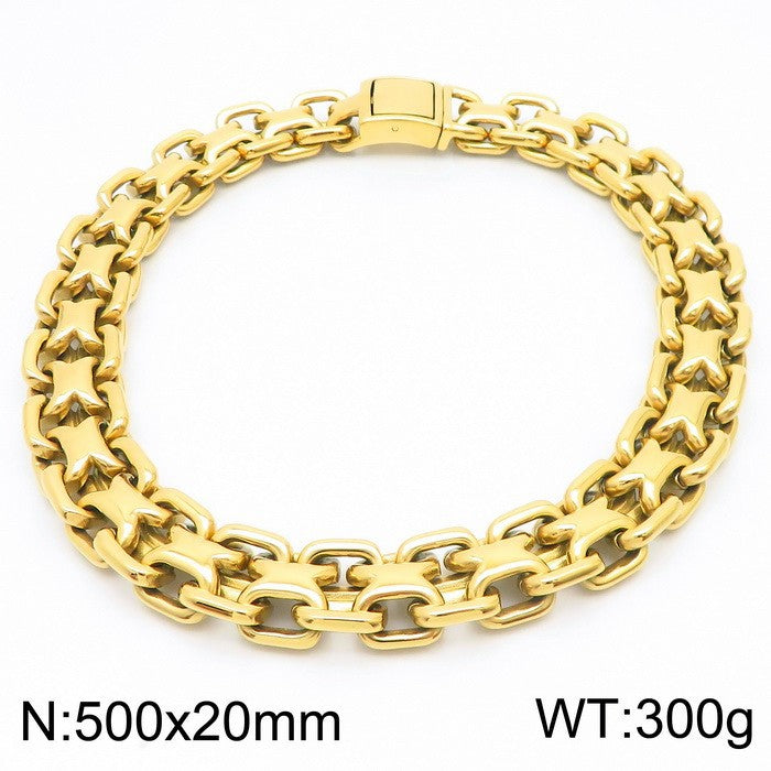 Retro Hollow Neck Chain Titanium Steel Men Necklace