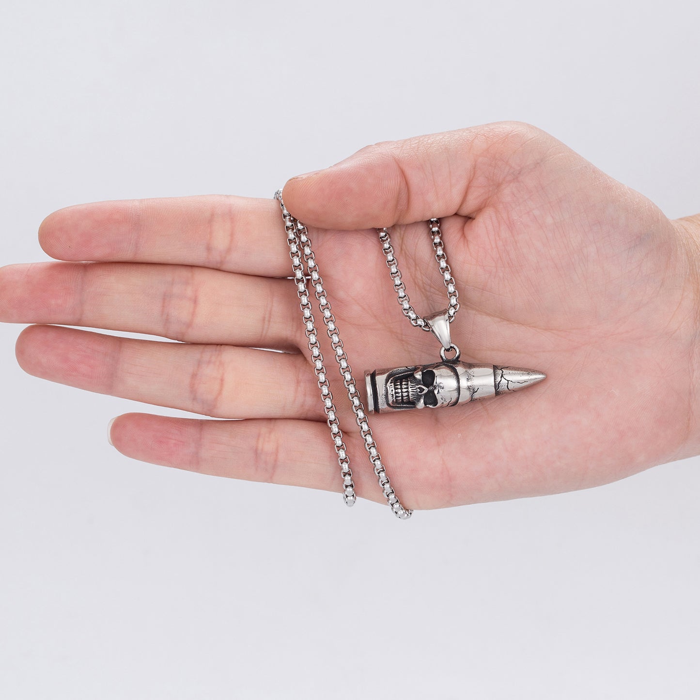 Steel Necklace – Statement Skull Pendant For Men Everyday Bold Streetwear Accessory