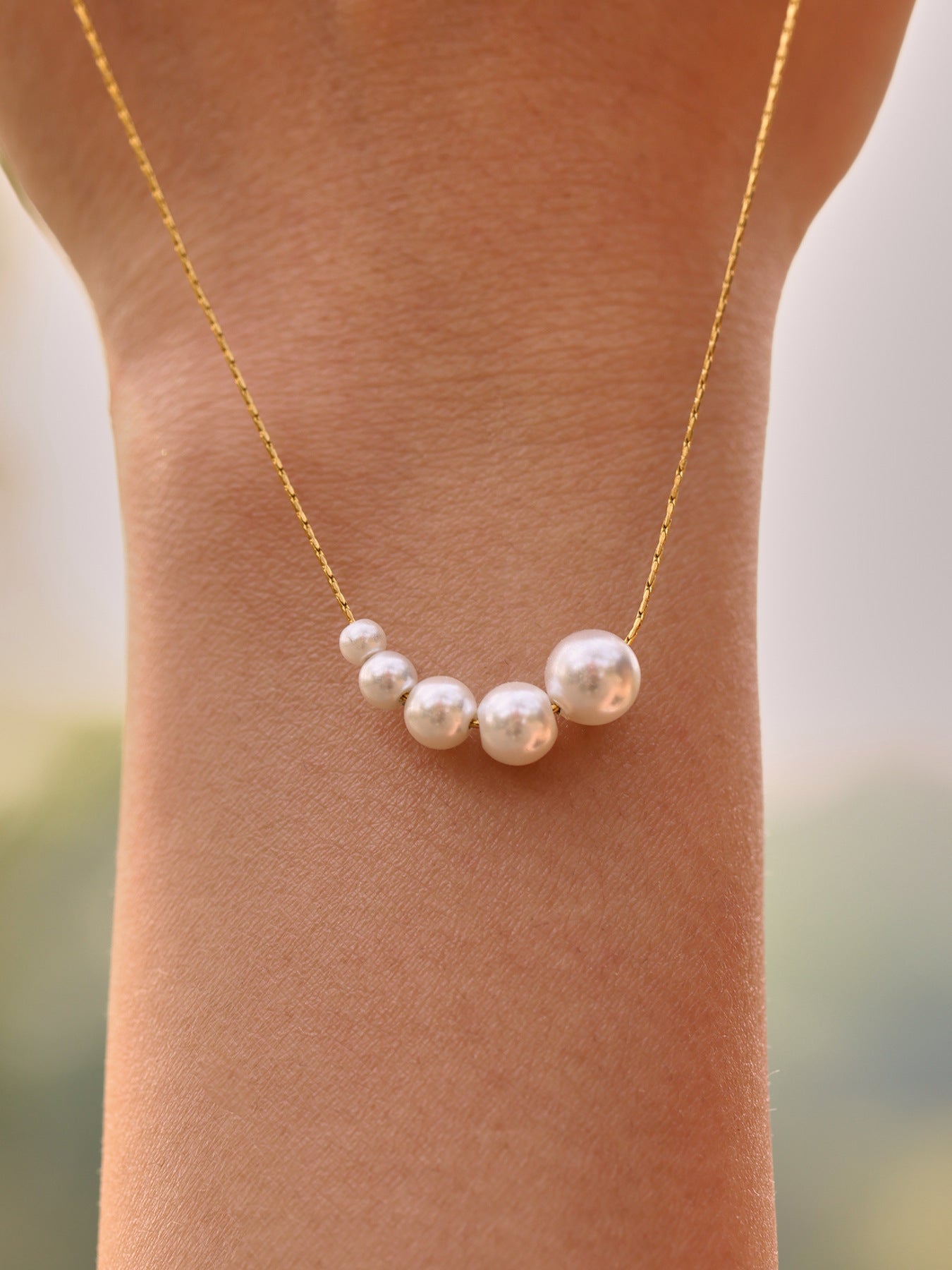 Planderful Stainless Steel Bead Necklace Women Collarbone