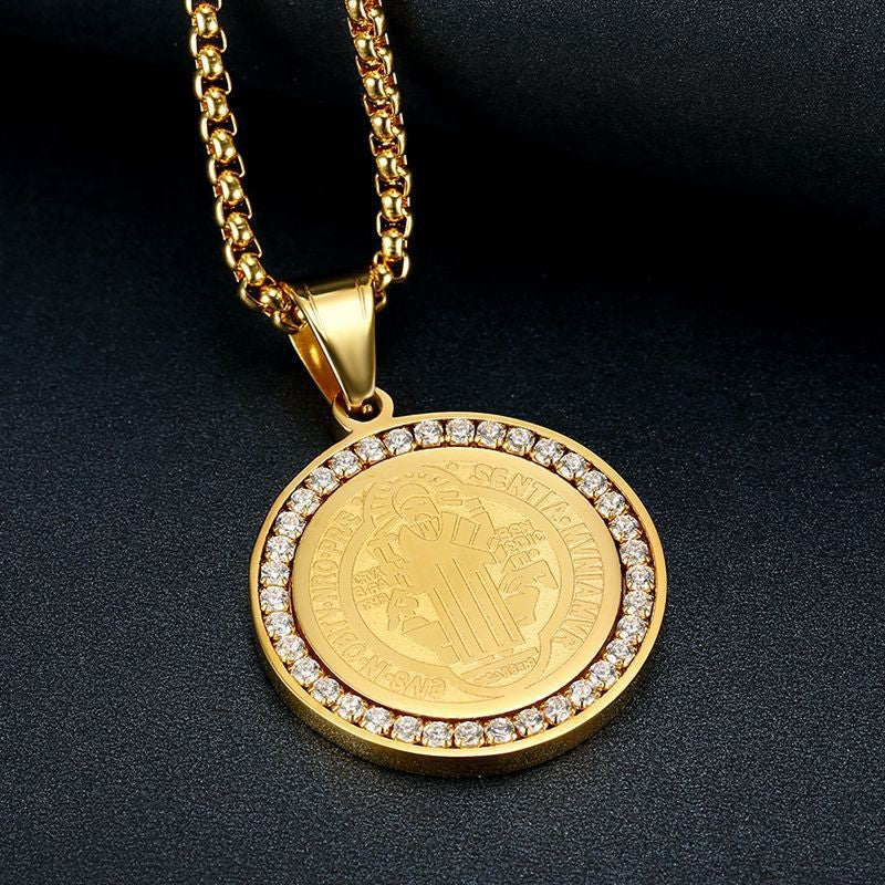 Planderful Everyday Genie Unisex Stainless Steel Gold Plated Zircon Pendant Necklace For Men And Women