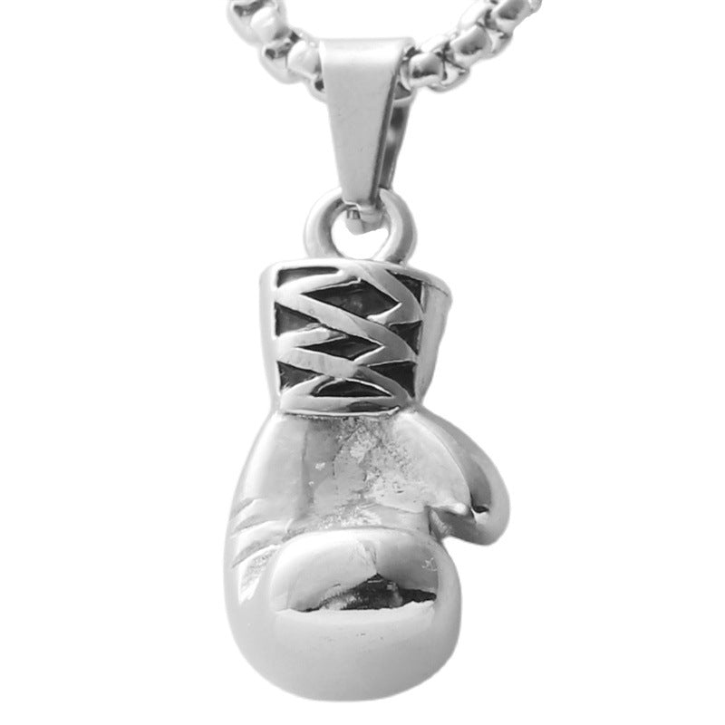 Personalized Titanium Steel Boxing Gloves Pendant Necklace for Men - Trendy Retro Design