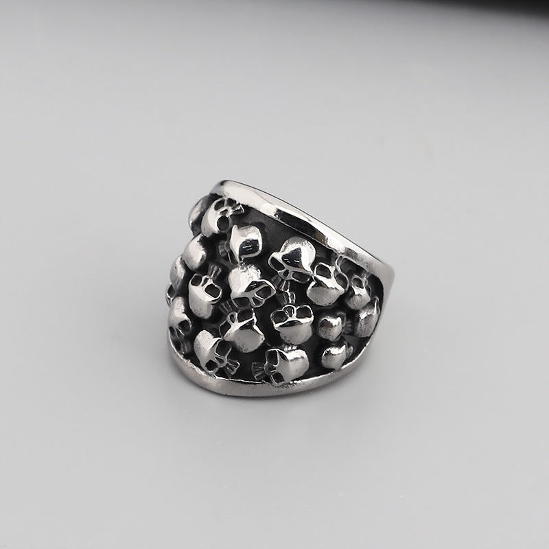 Retro Ghost Head Ring Skull Stainless Steel Ring For Men
