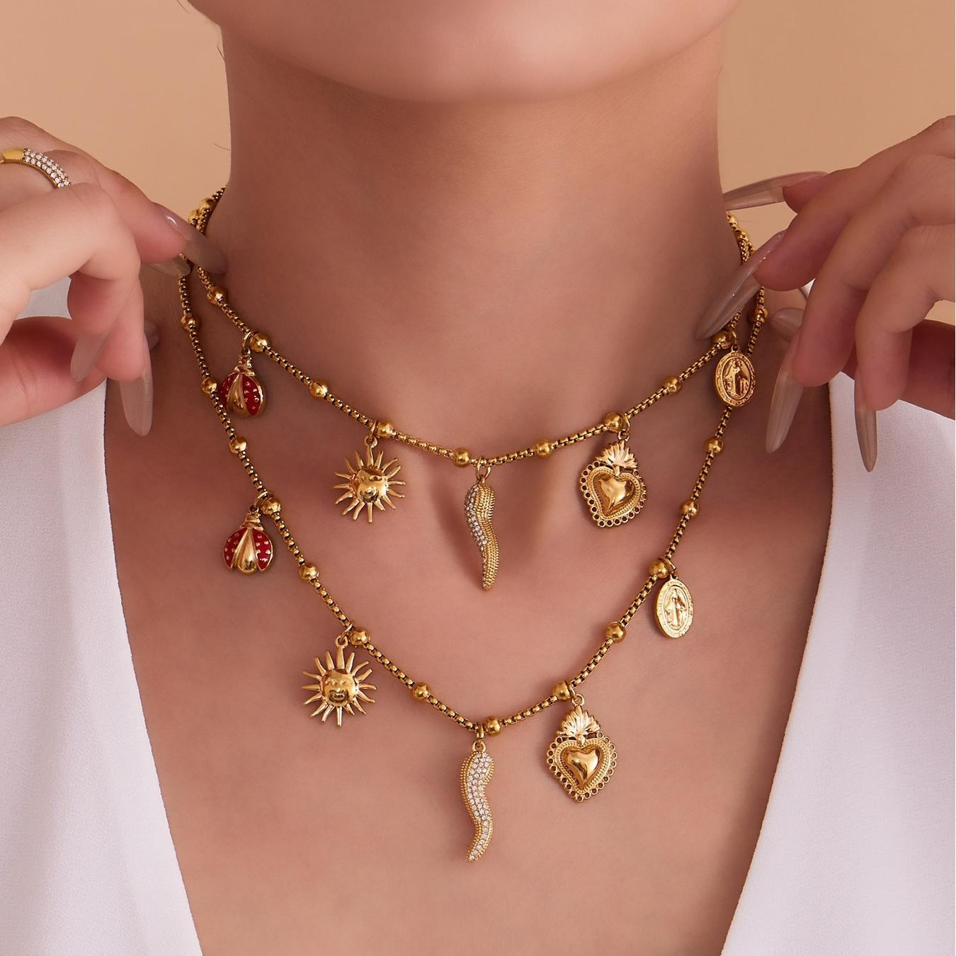 Planderful Gold Plated Pepper Crown Necklace Zircon Women