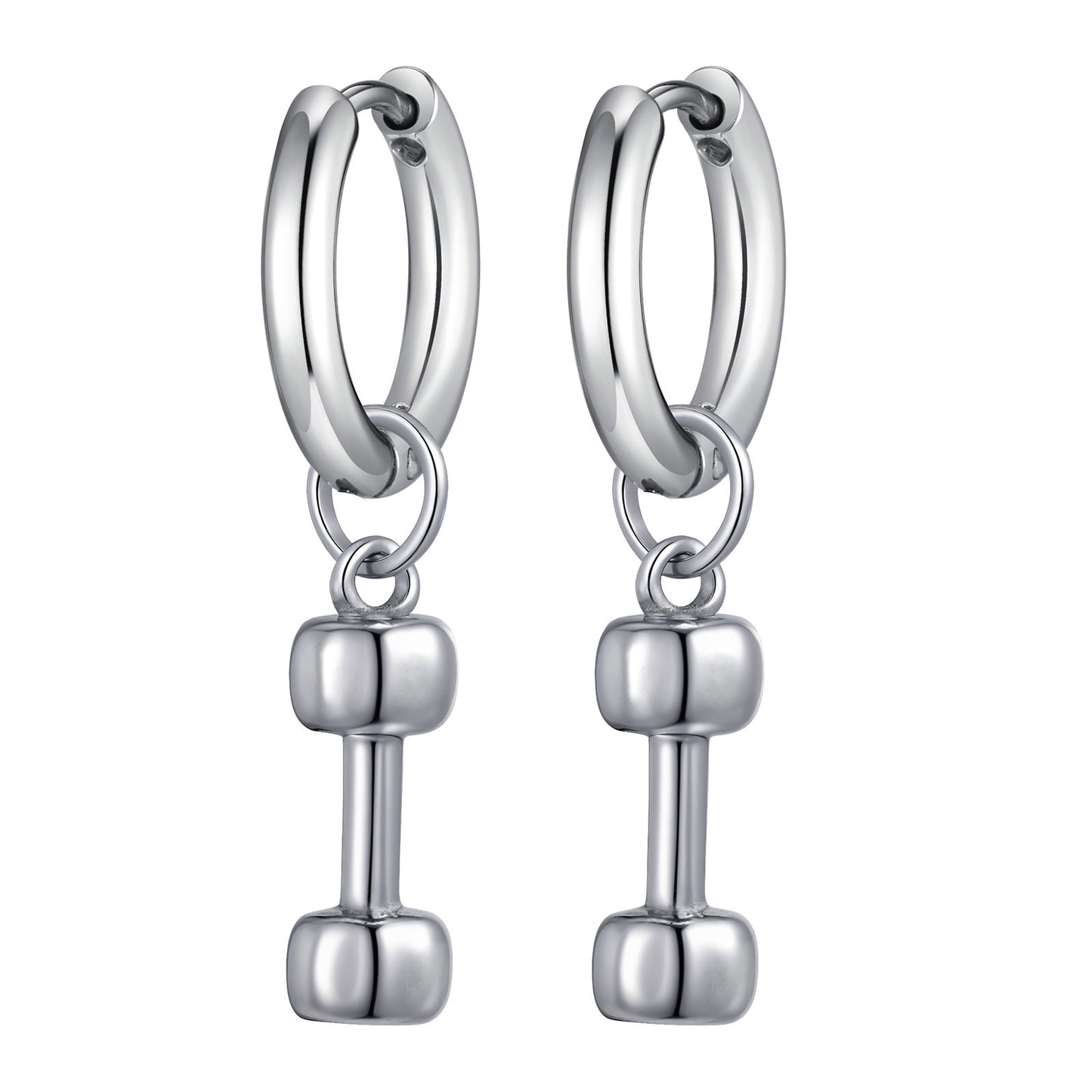 Planderful Trendy Stainless Steel Dumbbell Earrings For Men