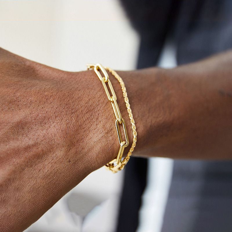 Planderful Jewelry Stainless Steel Paperclip Bracelet Set