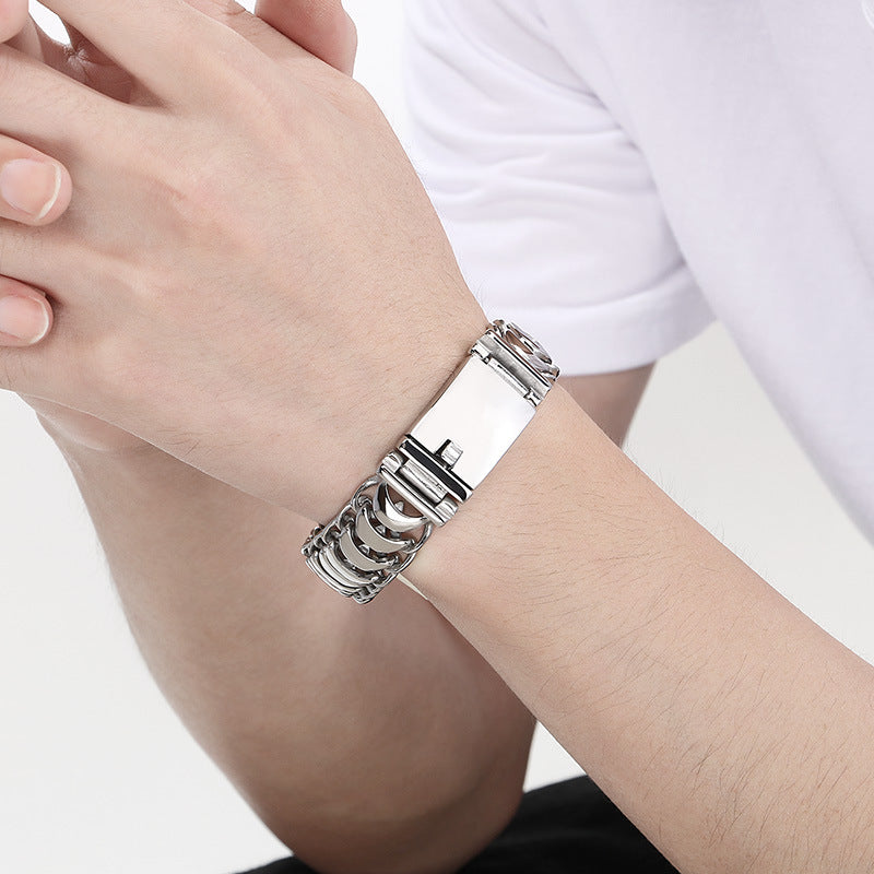 Planderful Titanium Steel Mens Glossy Woven Chain Bracelet