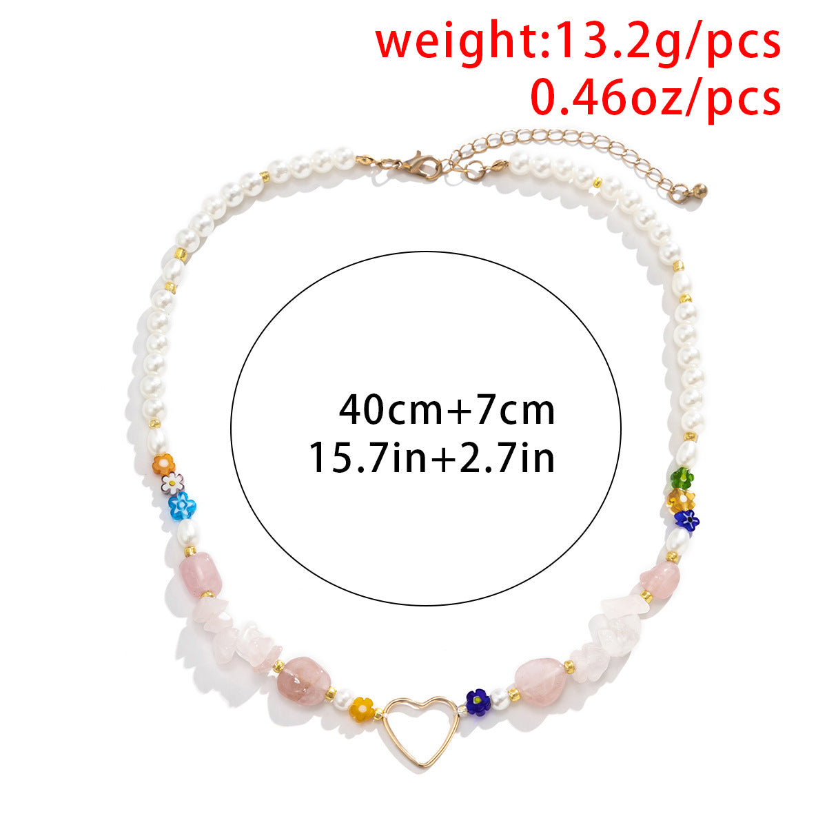 Planderful Vienna Verve Flower Heart Necklace For Women, Retro Spliced Layered Multi Heart Gravel Statement Jewelry
