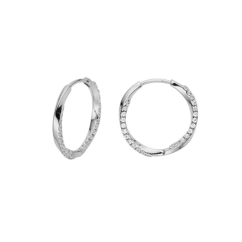 New 925 Sterling Silver Plain Ring Earrings for Women