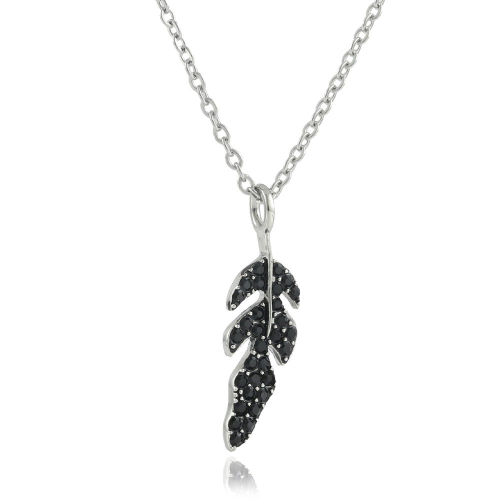 Punk-Inspired Titanium Steel Feather Pendant Necklace for Women: European and American Fashion Trend