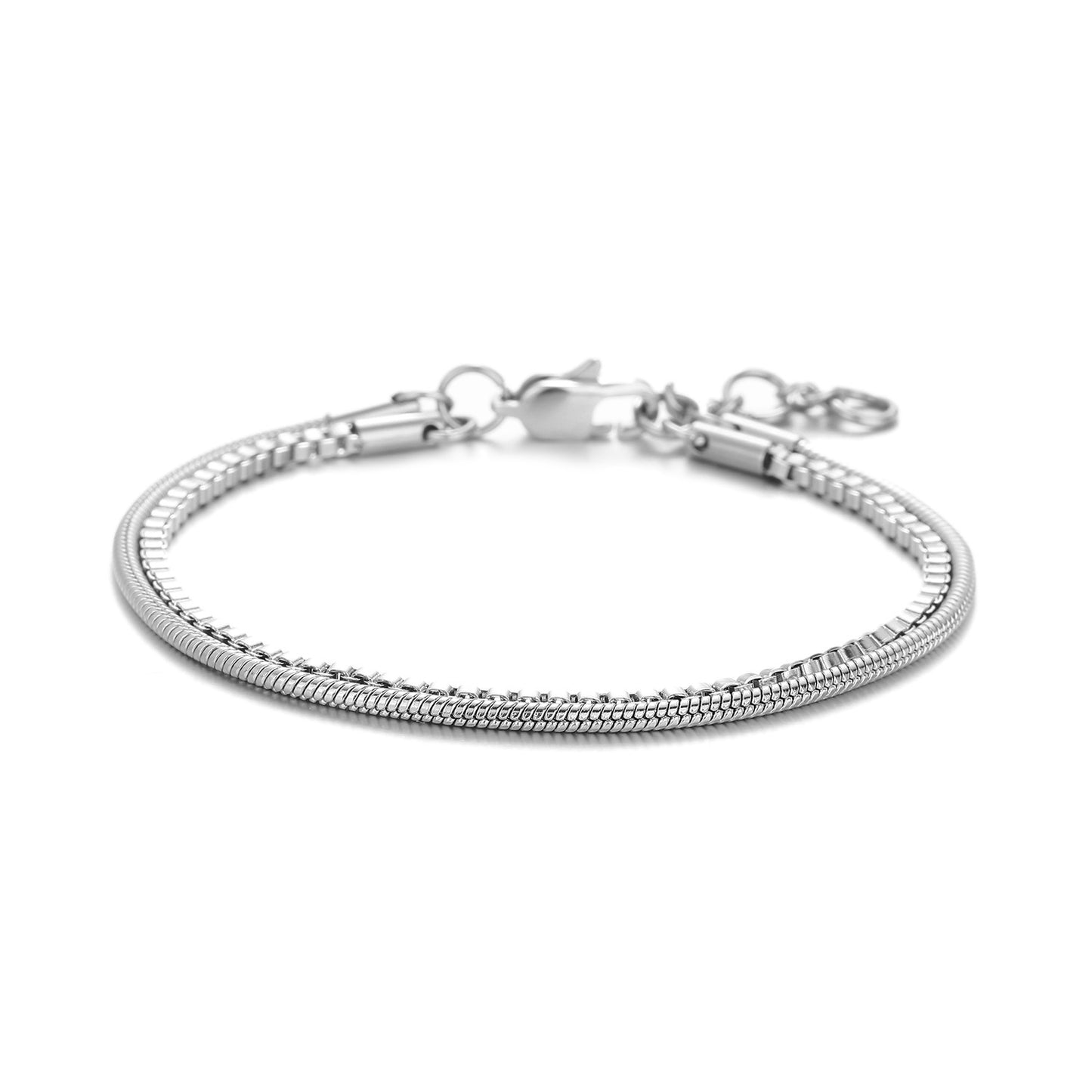 Planderful Jewelry Snake Bone Double Layer Bracelet Stainless Steel Elegant Unisex Accessory