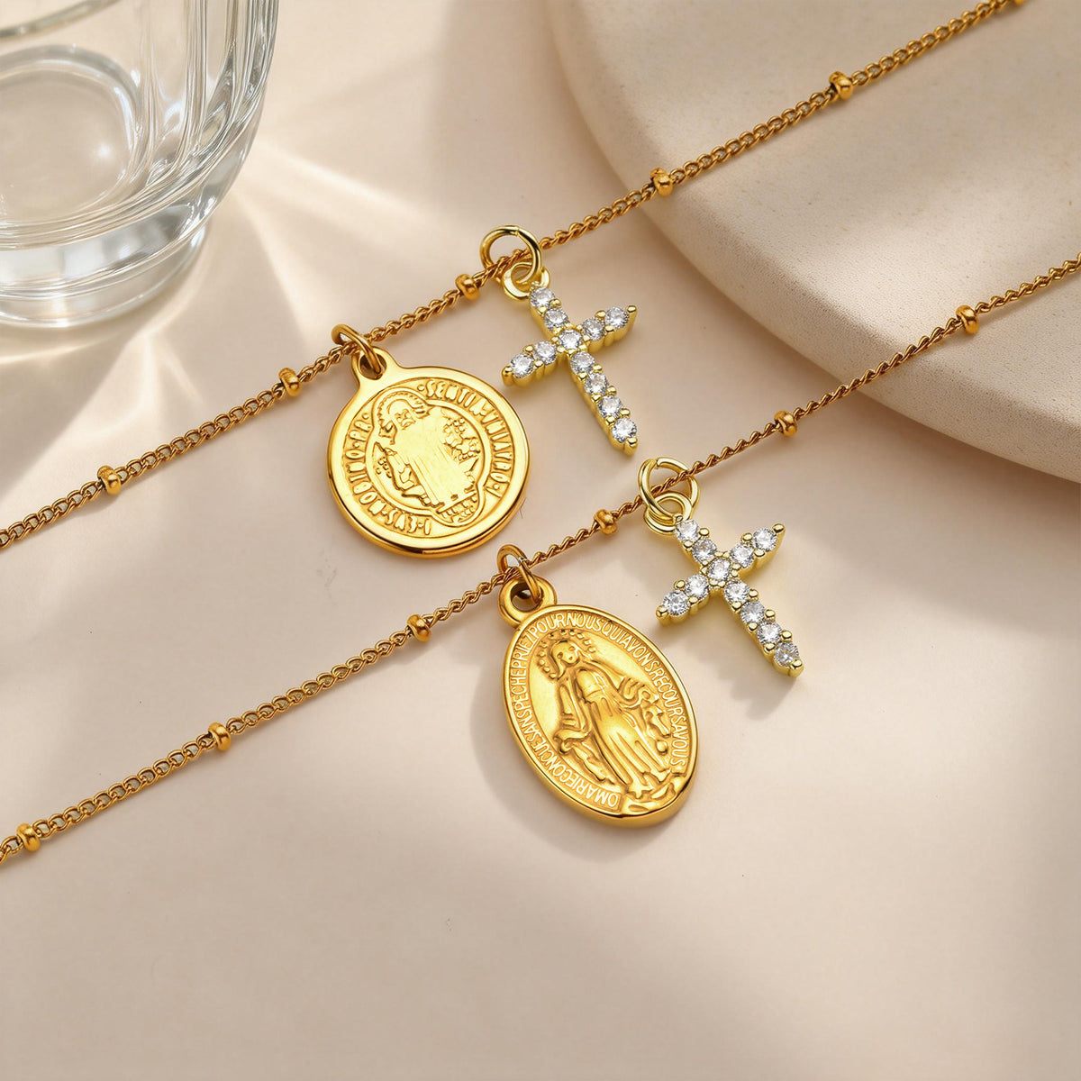 Cross Zircon Gold-Plated Copper Bracelet