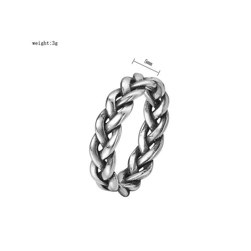 Personalized Stainless Steel Ring Unisex Viking Woven Style With Protection Symbol Planderful Everyday Genie