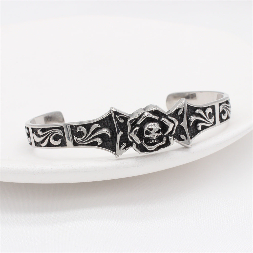 Planderful Everyday Genie – Unique Retro Skull Men's Titanium Steel Bracelet