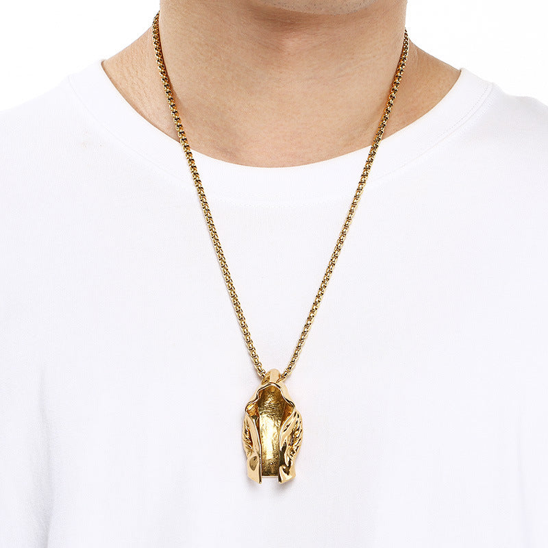 Dark Assassin Cape Pendant, Punk Mysterious Person Cape Titanium Steel Men's Pendant Necklace