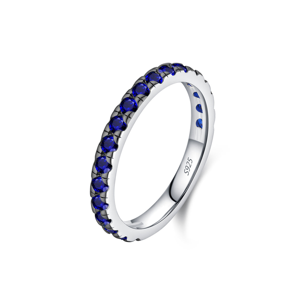 925 Sterling Silver Blue Pavé Zircon Ring